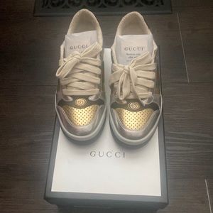 Silver/Gold and Black Gucci Sneakers